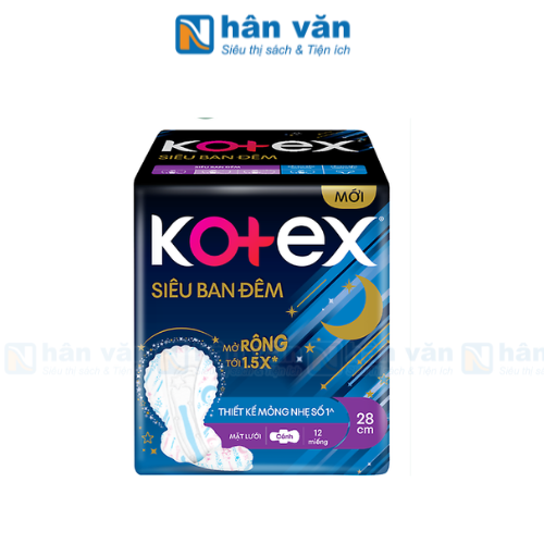  Băng Vệ Sinh Kotex Siêu Ban Đêm Dày Cánh 28cm 12 Miếng 