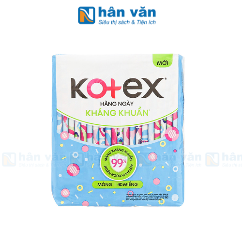  Băng Vệ Sinh Kotex Hàng Ngày Kháng Khuẩn - Gói 40 Miếng 