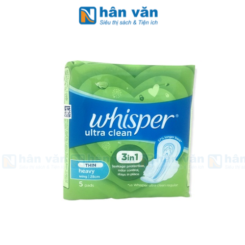  Băng Vệ Sinh Whisper Mặt Lưới Siêu Mỏng Cánh Ngày Thường Gói 5 Miếng 