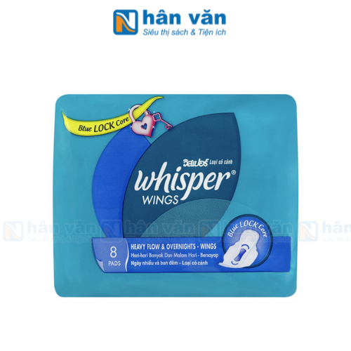  Băng Vệ Sinh Whisper Có Cánh Cho Ngày Nhiều & Đêm - Gói 8 Miếng 28cm 