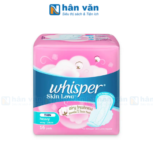  Băng Vệ Sinh Whisper Skin Love Ngày Nhiều Siêu Mỏng Cánh 28cm Gói 16 Miếng 