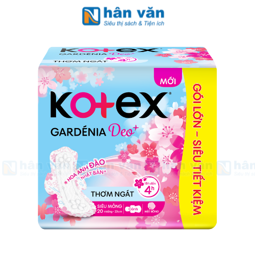  Băng Vệ Sinh Kotex Gardenia Deo+ Hoa Anh Đào Siêu Mỏng Cánh 20 Miếng 23cm 