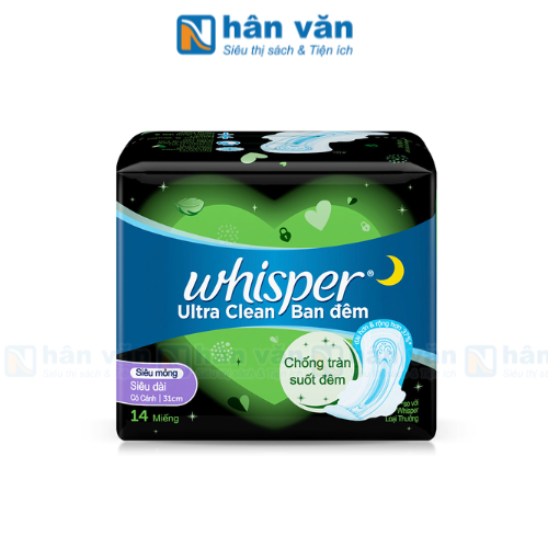  Băng Vệ Sinh Whisper Siêu Mỏng Cánh Ban Đêm 31cm 14 Miếng 