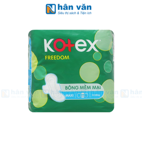  Băng Vệ Sinh Kotex Freedom Mặt Bông Mềm Mại Maxi Cánh Gói 8 Miếng 