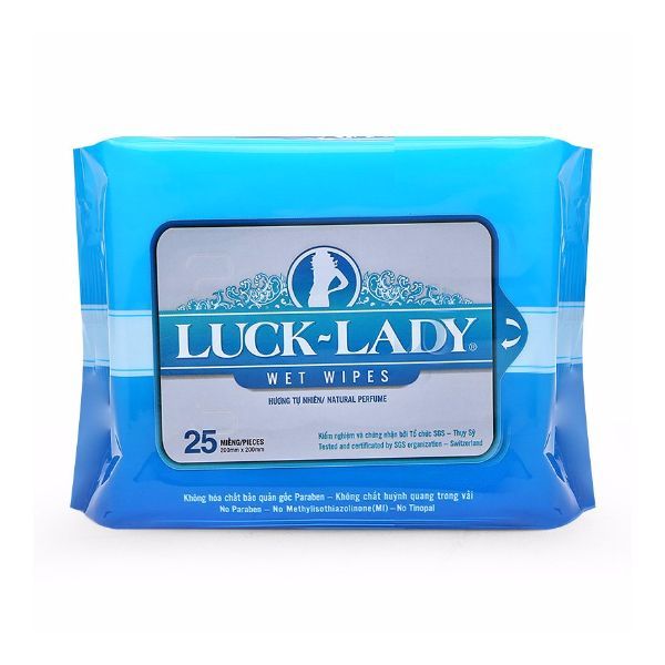  Khăn Ướt Cao Cấp Luck Lady Có Hương - Gói 25 Tờ 