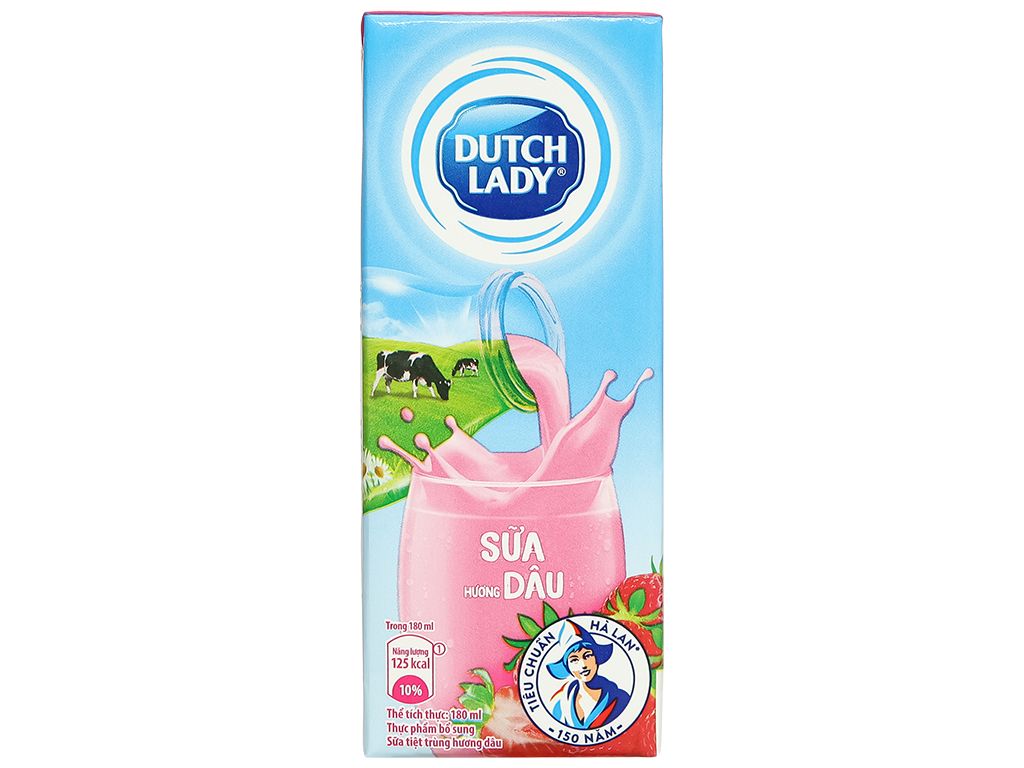  Sữa Dutch Lady Active Hương Dâu (180ml/Hộp) 