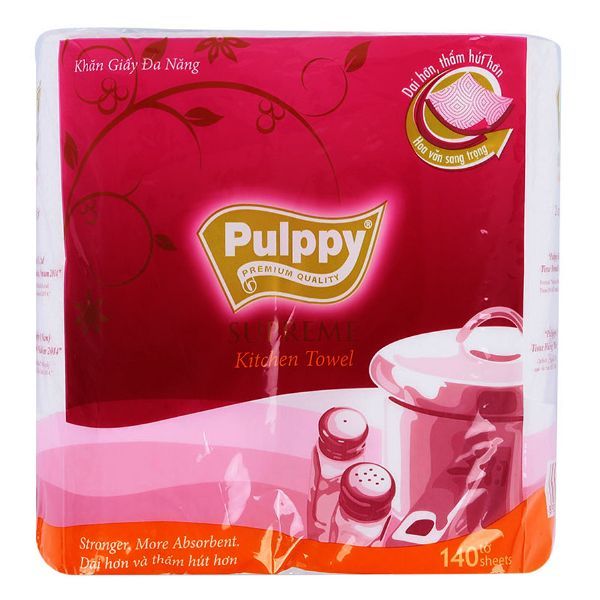  Pulppy - Khăn Giấy Đa Năng Kitchen Towel (2 Cuộn) (Màu Đỏ) 