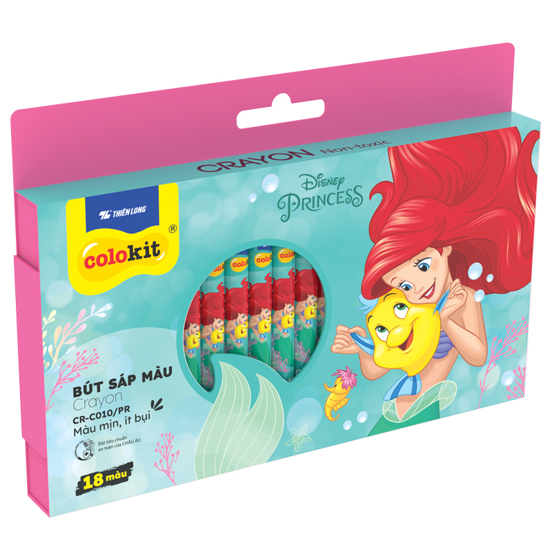 Hộp 18 Bút Sáp Màu Crayon - Colorkit CR-C010/PR - Hình Tiên Cá