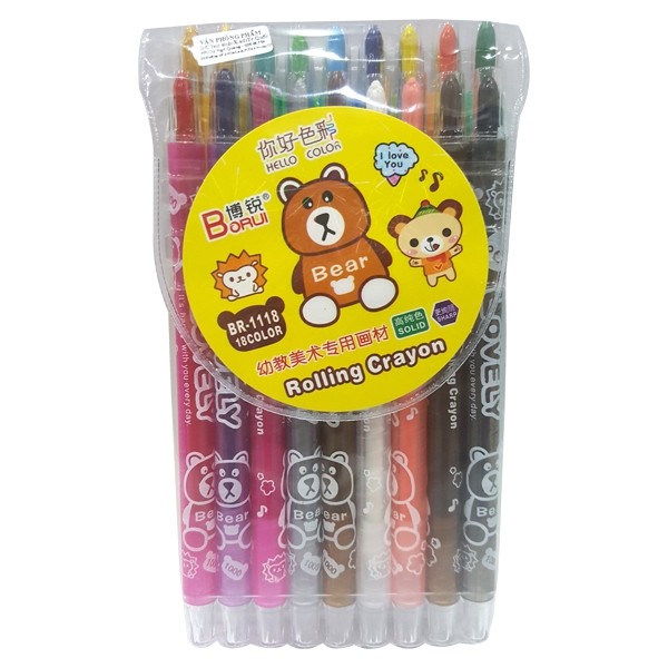 Sáp Vặn Rolling Crayon BR-1118 18 Màu