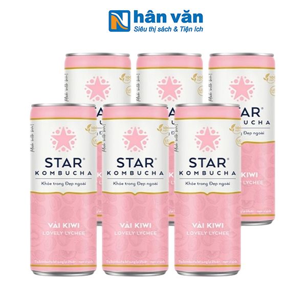  Lốc 6 Lon - STAR KOMBUCHA -  Vải Kiwi 250ml 