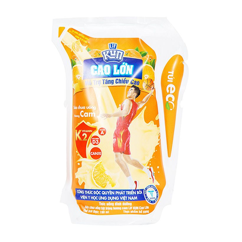  Sữa Chua Kun Hương Cam (180ml/Túi) 