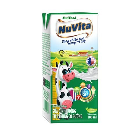  Sữa Dinh Dưỡng Tiệt Trùng Có Đường Nuvita Hộp 180ml 