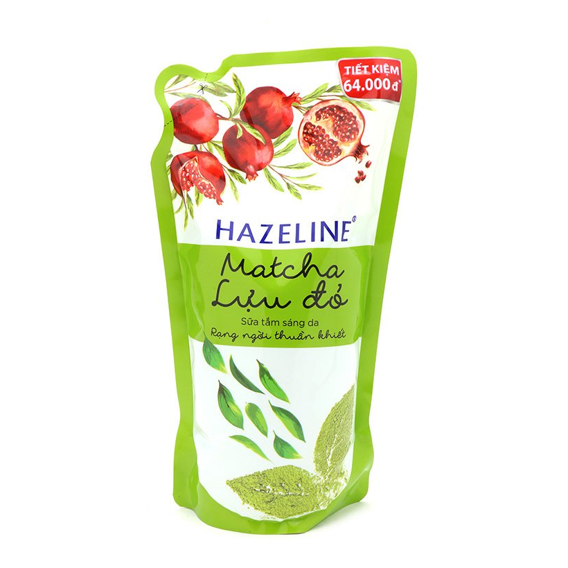  Sữa Tắm Dưỡng Sáng Da Matcha Lựu Đỏ Hazeline Gói 1kg (995ml) 