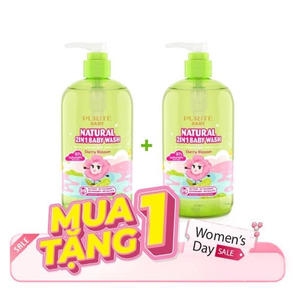 Sữa Tắm Gội Trẻ Em Purité Baby Natural 2In1 Hoa Anh Đào 500ml