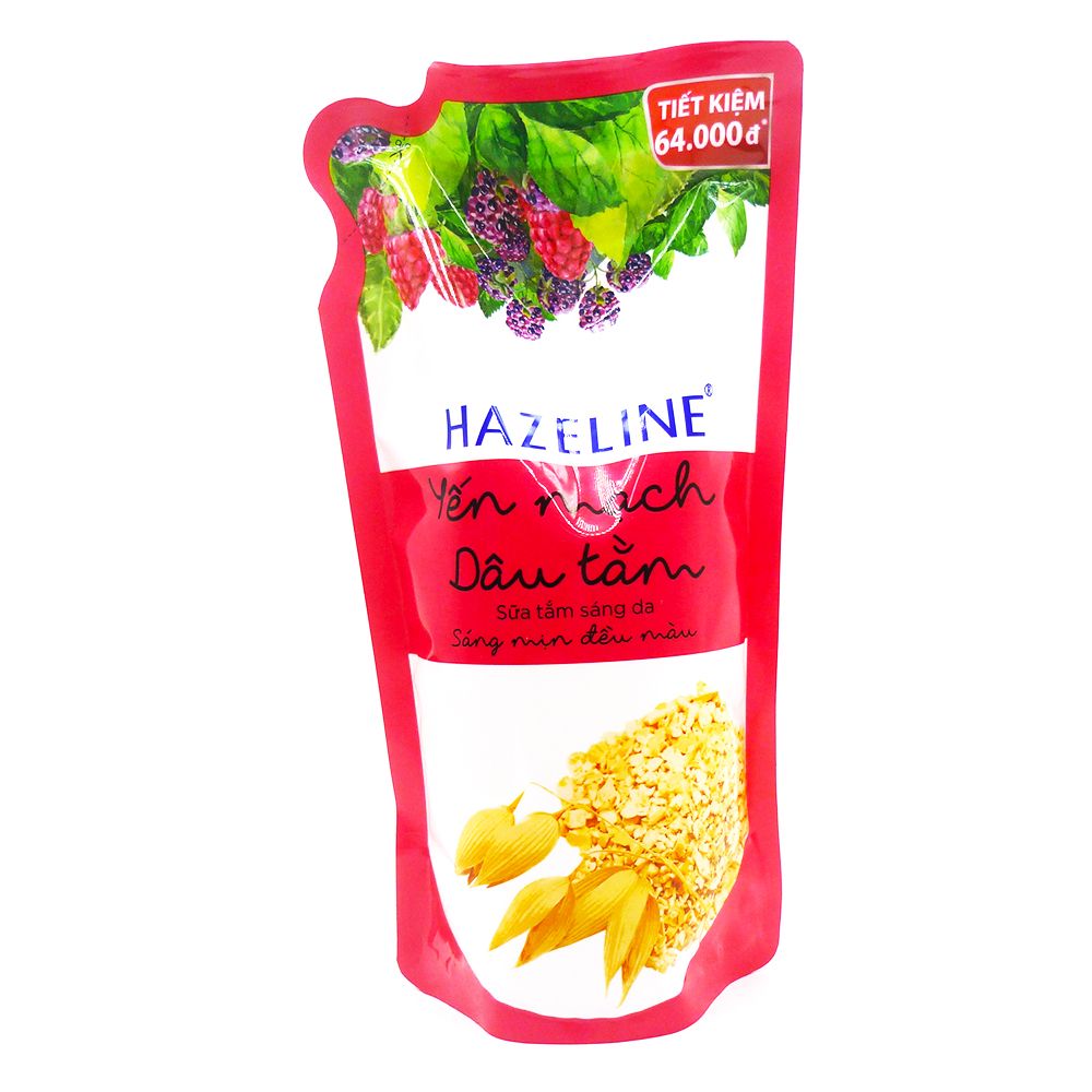  Sữa Tắm Trắng Da Hazeline Yến Mạch, Dâu Tằm Túi 1Kg (995ml) 