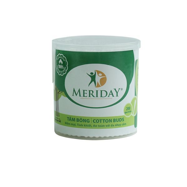  Tăm Bông Meriday - Hộp Tròn (200 Que) 