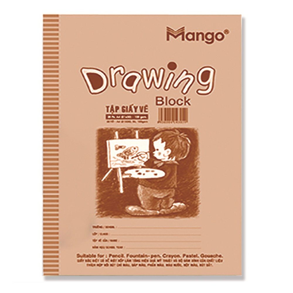  Tập Giấy Vẽ Mango A4 Drawing Block ( 20 Tờ) - Bìa Nâu 