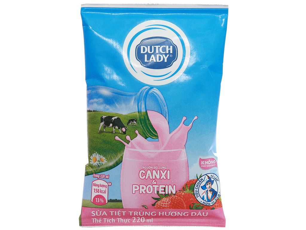  Sữa Tiệt Trùng Hương Dâu Dutch Lady - Bịch 210ml 