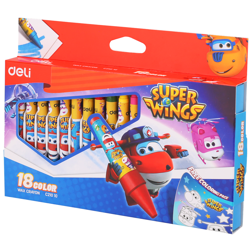  Bút Sáp 18 Màu - Super Wings - C210-10 - Deli 