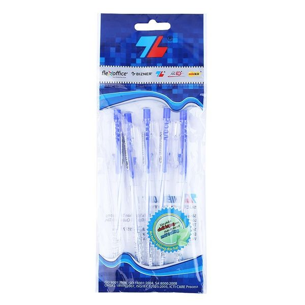  Vỉ 5 Cây Bút Bi TL-027 - Màu Xanh 