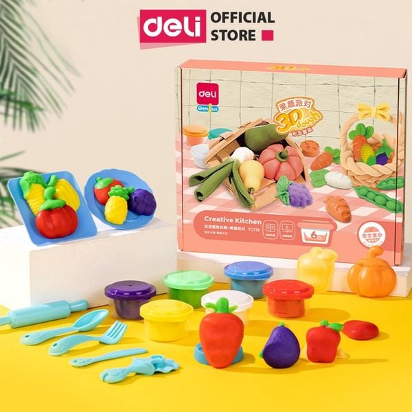 Bộ Đất Nặn Đất Sét Deli Cho Bé - Tạo Hình Đồ Ăn Hình Hoa Quả