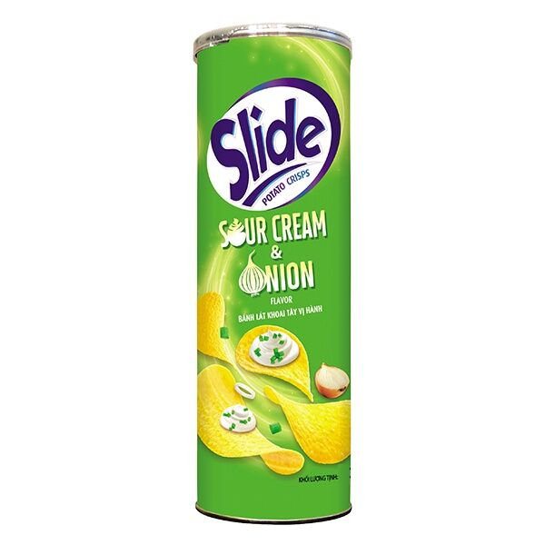  Bánh Snack Khoai Tây Chiên Slide Vị Potato Sour Cream & Onion Lon 150g 