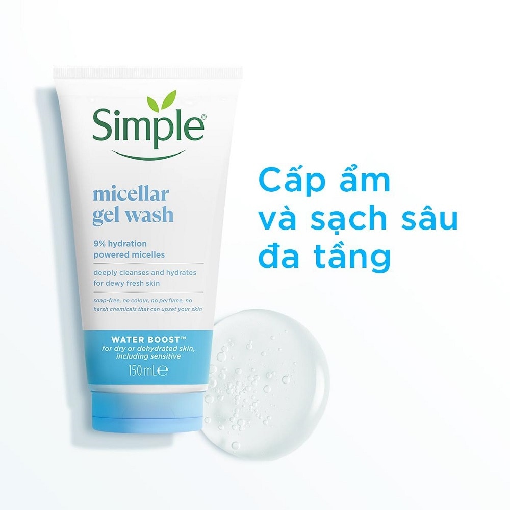 SIMPLE gel rửa mặt Micellar 150ml/ 6 tuýp