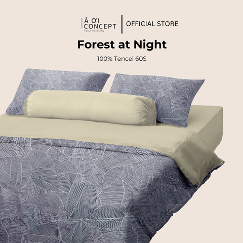  Bộ chăn ga gối Tencel hoạ tiết | 5 món | 160x200cm, 180x200cm, 200x220cm | Forest at Night | Mát lạnh, Mềm mịn, Trơn mướt | CGTC0019 | À Ơi Concept 