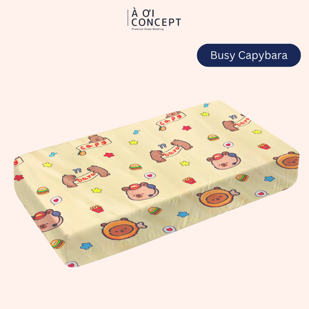 Ga giường cho bé Tencel 60s, Họa tiết [ Busy Capybara]