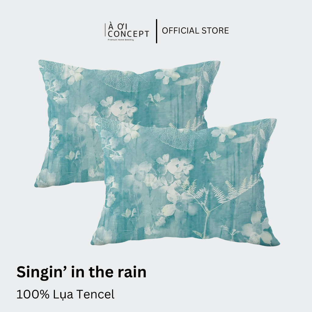 Vỏ gối nằm hoạ tiết | Lụa Tencel | 50x70cm | Túi lồng ruột | Singin' in the rain | Mềm mại, Thoáng khí | VGTC00036 | À Ơi Concept