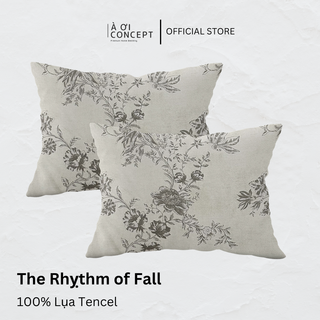 Vỏ gối nằm hoạ tiết trang trí | Lụa Tencel | 50cmx70cm | Túi lồng ruột | The Rhỵthm of Fall | Mềm mại | VGTC00041 | À Ơi Concept