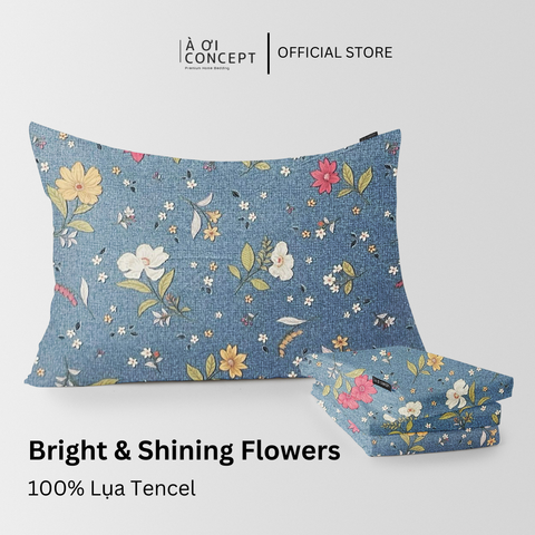  Vỏ gối nằm hoạ tiết | Lụa Tencel | 50x70cm | Túi lồng ruột | Bright & Shining Flowers | Mềm mại, Thoáng khí | VGTC00004 | À Ơi Concept 
