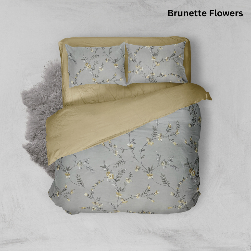 Bộ chăn ga gối Cotton hoạ tiết | 5 món | 160x200cm, 180x200cm, 200x220cm | Brunette Flowers | Mềm mịn, Mát, Thoáng khí | CGCT0002 | À Ơi Concept