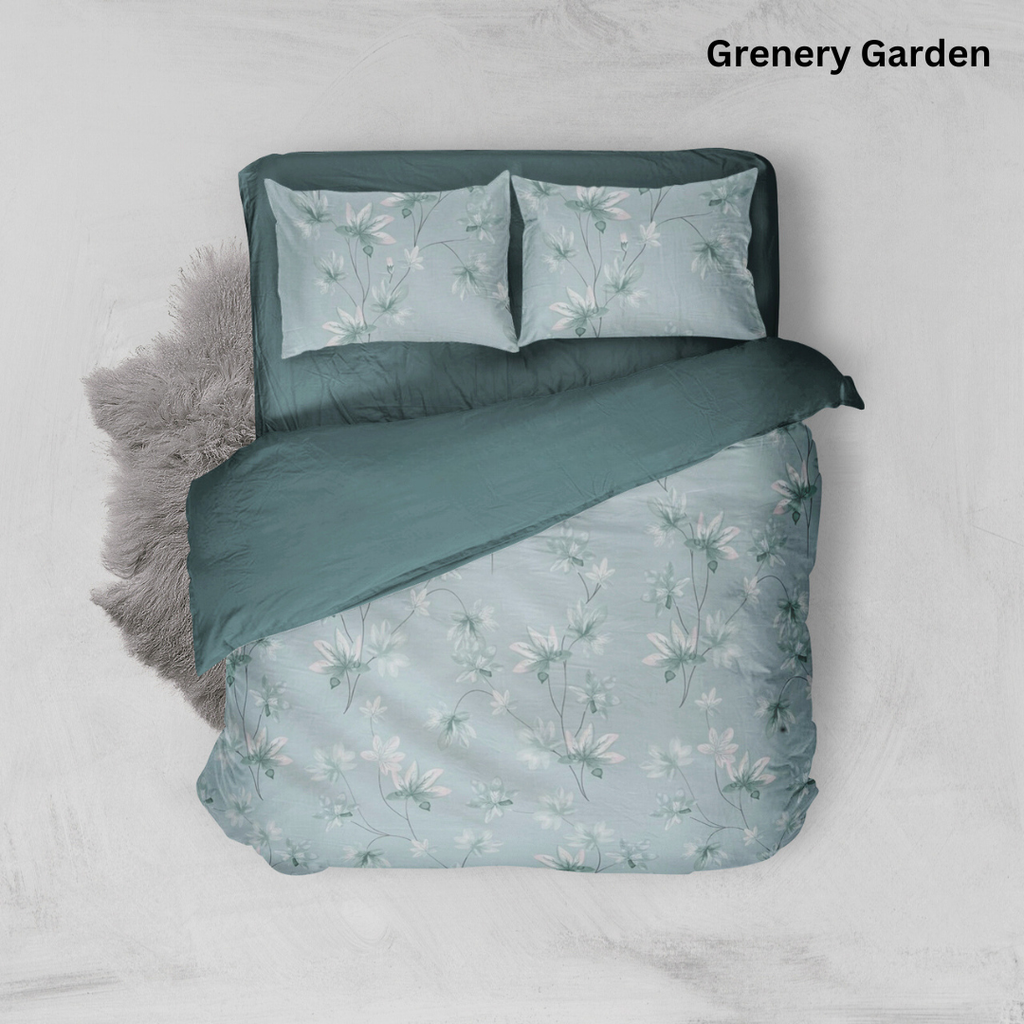 Bộ chăn ga gối Cotton hoạ tiết | 5 món | 160x200cm, 180x200cm, 200x220cm | Grenery Garden | Mềm mịn, Mát, Thoáng khí | CGCT0013 | À Ơi Concept