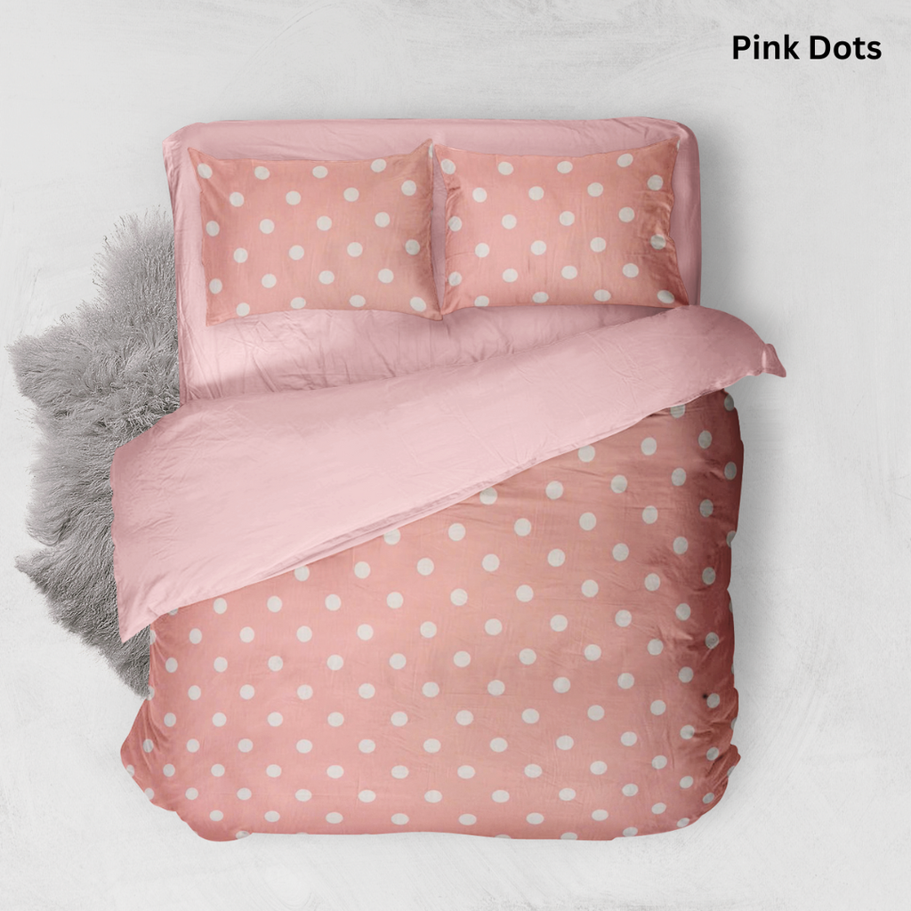 Bộ chăn ga gối Cotton hoạ tiết | 5 món | 160x200cm, 180x200cm, 200x220cm | Pink Dots | Mềm mịn, Mát, Thoáng khí | CGCT0019 | À Ơi Concept