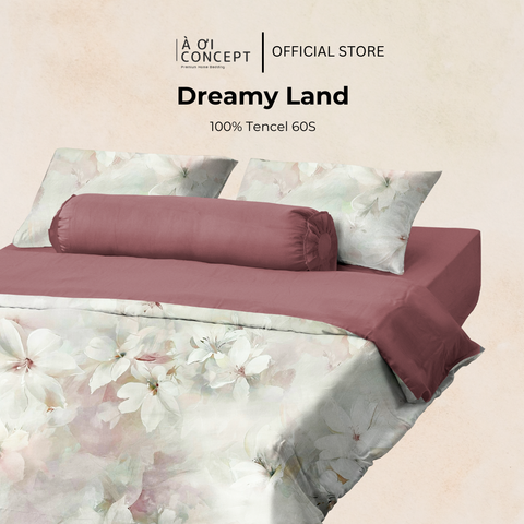  Bộ chăn ga gối Tencel hoạ tiết | 5 món | 160x200cm, 180x200cm, 200x220cm | Dreamy Land | Mát lạnh, Mềm mịn, Trơn mướt | CGTC0016 | À Ơi Concept 