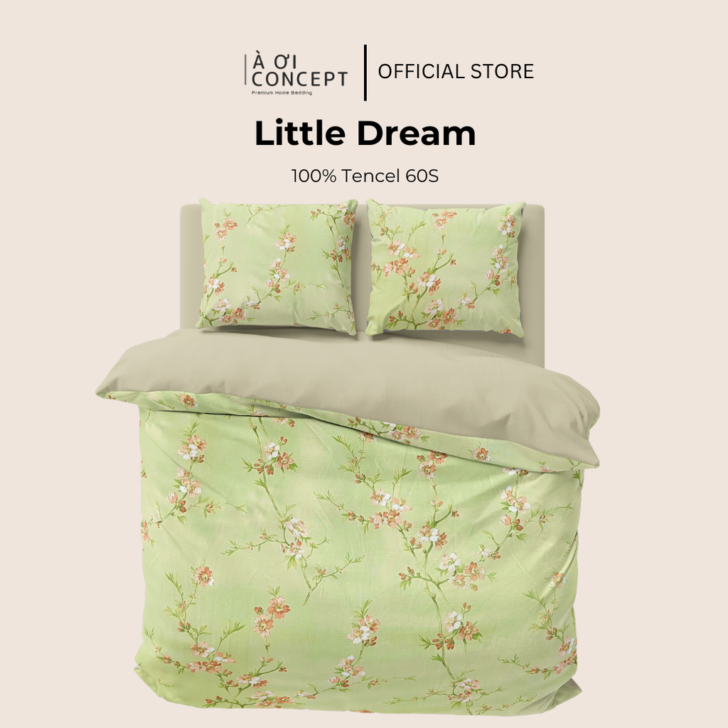 Bộ chăn ga gối Tencel hoạ tiết | 5 món | 160x200cm, 180x200cm, 200x220cm | Little Dream | Mát lạnh, Mềm mịn, Trơn mướt | CGTC0025 | À Ơi Concept