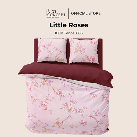  Bộ chăn ga gối Tencel hoạ tiết | 5 món | 160x200cm, 180x200cm, 200x220cm | Little Roses | Mát lạnh, Mềm mịn, Trơn mướt | CGTC0026 | À Ơi Concept 