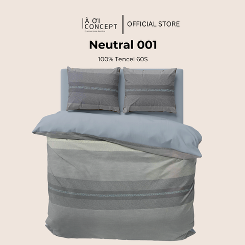  Bộ chăn ga gối Tencel hoạ tiết | 5 món | 160x200cm, 180x200cm, 200x220cm | Neutral 001 | Mát lạnh, Mềm mịn, Trơn mướt | CGTC0027 | À Ơi Concept 