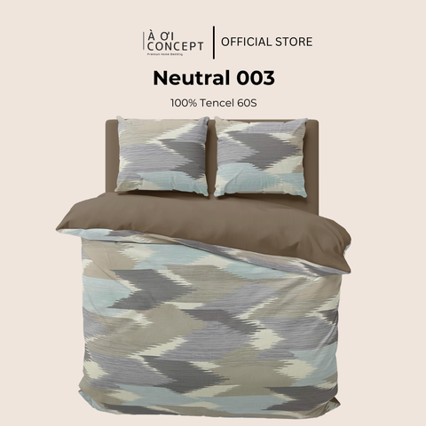  Bộ chăn ga gối Tencel hoạ tiết | 5 món | 160x200cm, 180x200cm, 200x220cm | Neutral 003 | Mát lạnh, Mềm mịn, Trơn mướt | CGTC0029 | À Ơi Concept 