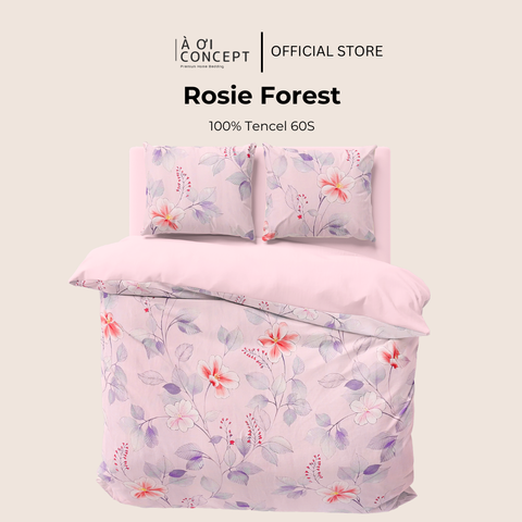  Bộ chăn ga gối Tencel hoạ tiết | 5 món | 160x200cm, 180x200cm, 200x220cm | Rosie Forest | Mát lạnh, Mềm mịn, Trơn mướt | CGTC0031 | À Ơi Concept 
