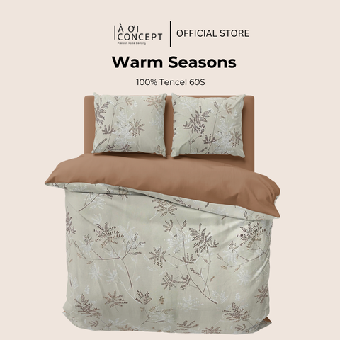  Bộ chăn ga gối Tencel hoạ tiết | 5 món | 160x200cm, 180x200cm, 200x220cm | Warm Seasons | Mát lạnh, Mềm mịn, Trơn mướt | CGTC0039 | À Ơi Concept 