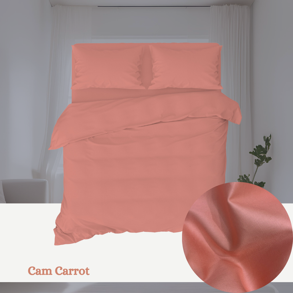 Bộ chăn ga gối Cotton Trơn | 5 món | 160x200cm, 180x200cm, 200x220cm | Cam Carroth | Mềm mại, Thoáng khí, Hút mồ hôi | CGT0030 | À Ơi Concept