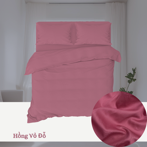  Bộ chăn ga gối Cotton Trơn | 5 món | 160x200cm, 180x200cm, 200x220cm | Hồng Vỏ Đỗ | Mềm mại, Thoáng khí, Hút mồ hôi | CGT0034 | À Ơi Concept 