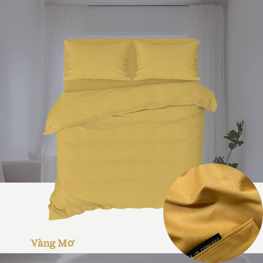 Bộ chăn ga gối Cotton Trơn | 5 món | 160x200cm, 180x200cm, 200x220cm | Vàng Mơ | Mềm mại, Thoáng khí, Hút mồ hôi | CGT0038 | À Ơi Concept