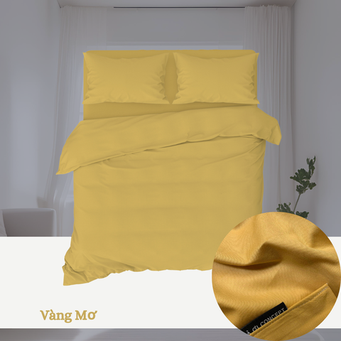  Bộ chăn ga gối Cotton Trơn | 5 món | 160x200cm, 180x200cm, 200x220cm | Vàng Mơ | Mềm mại, Thoáng khí, Hút mồ hôi | CGT0038 | À Ơi Concept 