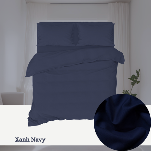  Bộ chăn ga gối Cotton Trơn | 5 món | 160x200cm, 180x200cm, 200x220cm | Xanh Navy | Mềm mại, Thoáng khí, Hút mồ hôi | CGT0047 | À Ơi Concept 