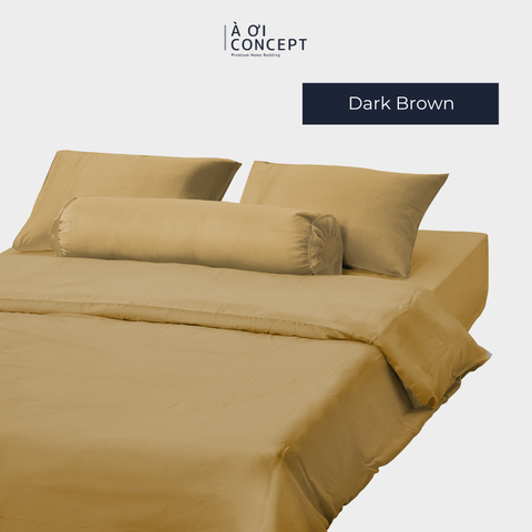  Bộ chăn ga gối Trơn Tencel 60s, màu [ Dark Brown] À ƠI CONCEPT CGT0015 