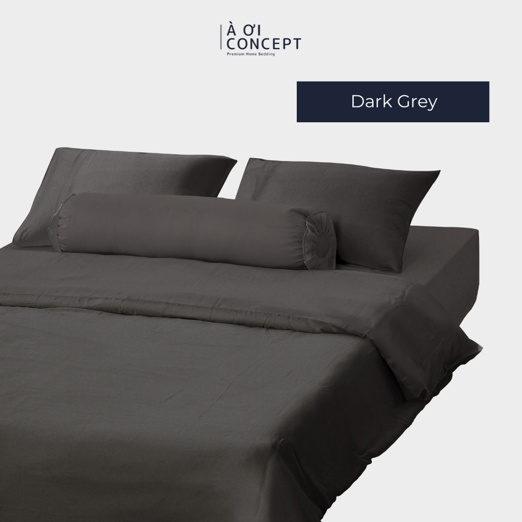Bộ chăn ga gối Trơn Tencel 60s, màu [ Dark Grey] À ƠI CONCEPT CGT0012