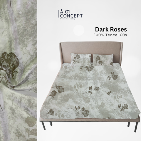  Bộ ga giường & 2 vỏ gối Tencel 60s [ Dark Roses] À ƠI CONCEPT CBTC0007 